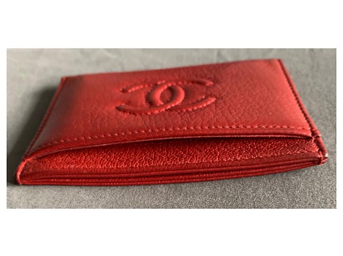Tarjetero Chanel Rojo de Cuero Roja - vista 6