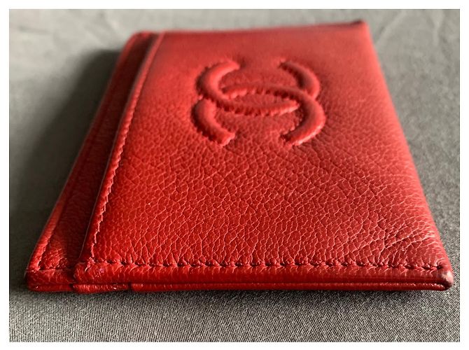 Tarjetero Chanel Rojo de Cuero Roja - vista 7