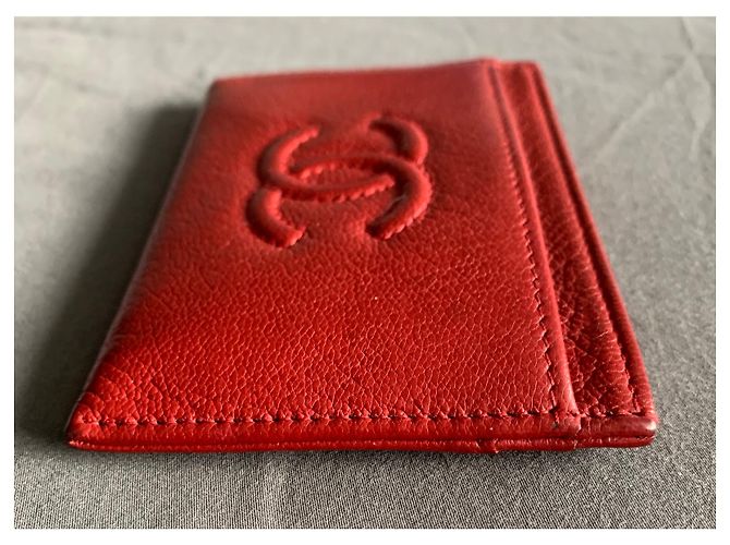 Tarjetero Chanel Rojo de Cuero Roja - vista 8