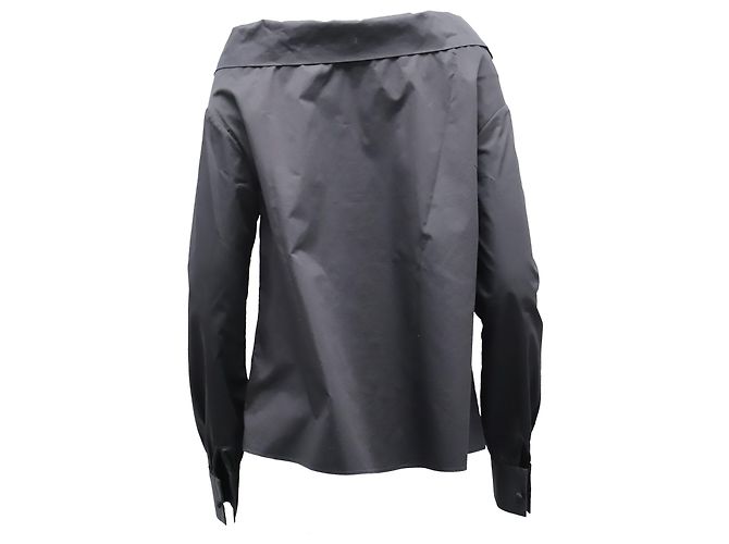 Marc by Marc Jacobs Co Langarmbluse aus schwarzer Baumwollpopeline - Ansicht 2