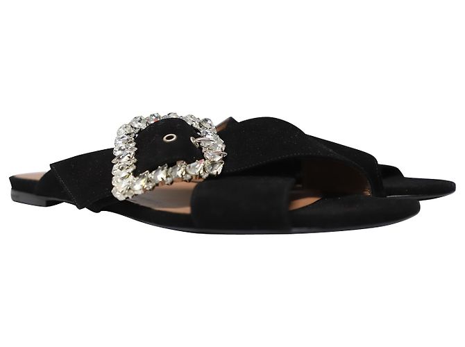 Sandali piatti Tabitha Simmons Leni in pelle scamosciata nera Nero - vista 3