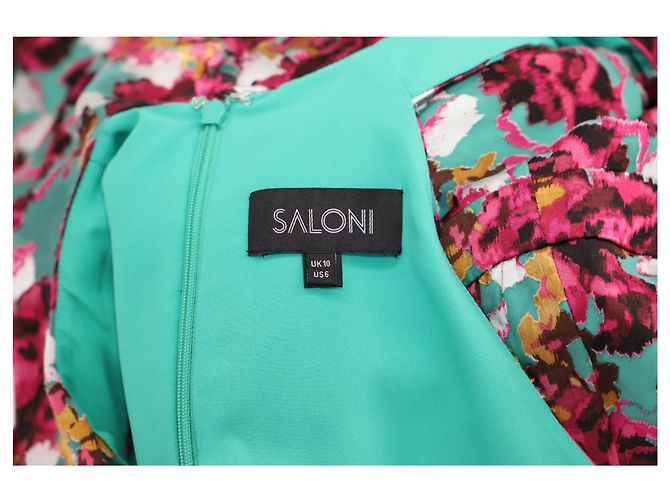 Autre Marque Abito midi Saloni con volant floreali in rayon multicolor - vista 3