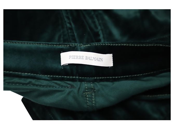 Pantalon Slim Fit Pierre Balmain en Velours Vert - vue 3