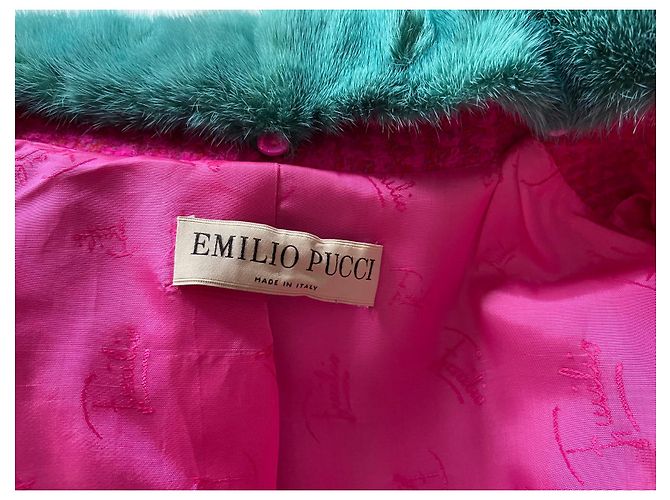 Emilio Pucci pink wool coat with mink collar - view 5