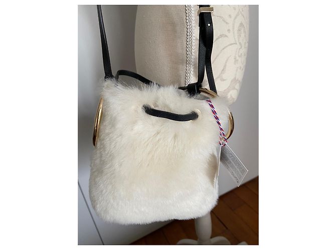 Autre Marque Maison Boinet Jump Tasche Shearling Leder Ecru Aus weiß - Ansicht 2