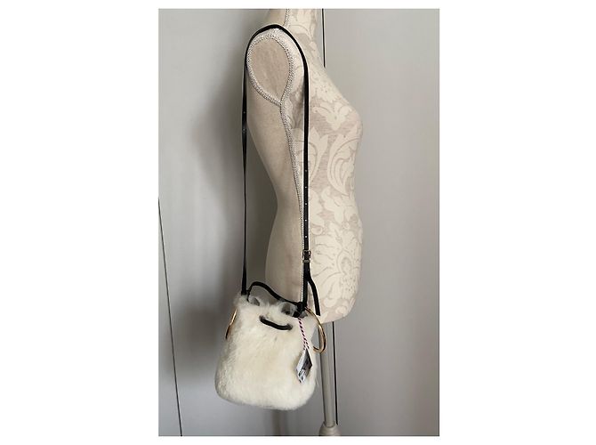 Autre Marque Maison Boinet Jump Tasche Shearling Leder Ecru Aus weiß - Ansicht 3