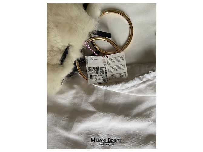 Autre Marque Maison Boinet Jump Tasche Shearling Leder Ecru Aus weiß - Ansicht 4