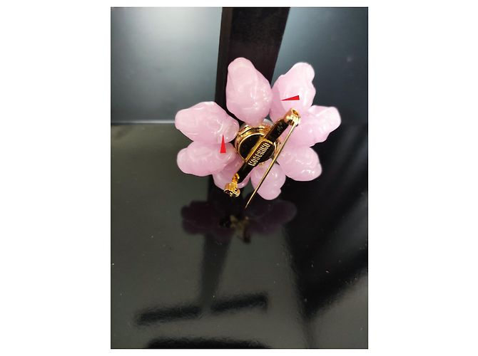 Broche Moschino de vidrio rosa - vista 10