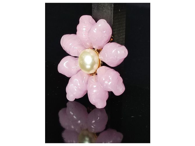 Broche Moschino de vidrio rosa - vista 4