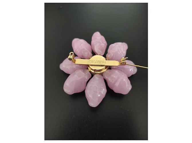 Broche Moschino de vidrio rosa - vista 6