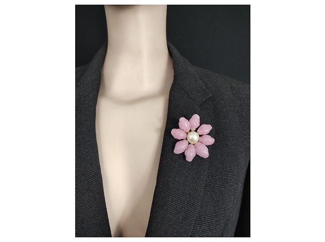 Broche Moschino de vidrio rosa - vista 8