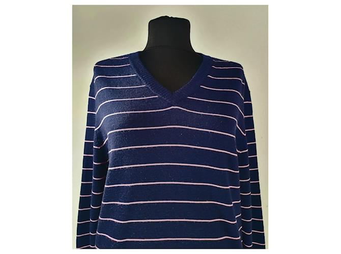 Samsoe & Samsoe Gestreifter Pullover aus Merinowolle Blau - Ansicht 2