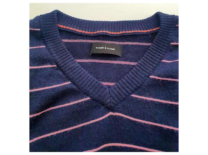 Samsoe & Samsoe Gestreifter Pullover aus Merinowolle Blau - Ansicht 6
