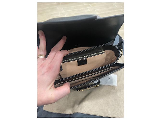 Autre Marque Borsa Horsebit in pelle nera Nero - vista 13