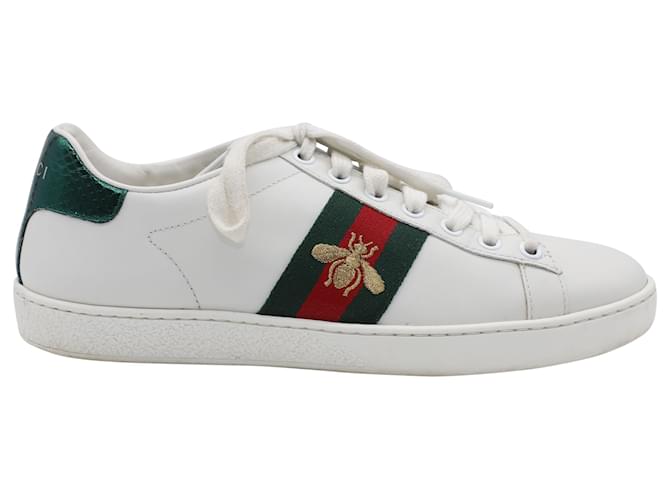 Gucci Ace Bee Trainers in White Leather ref.488283 Joli Closet