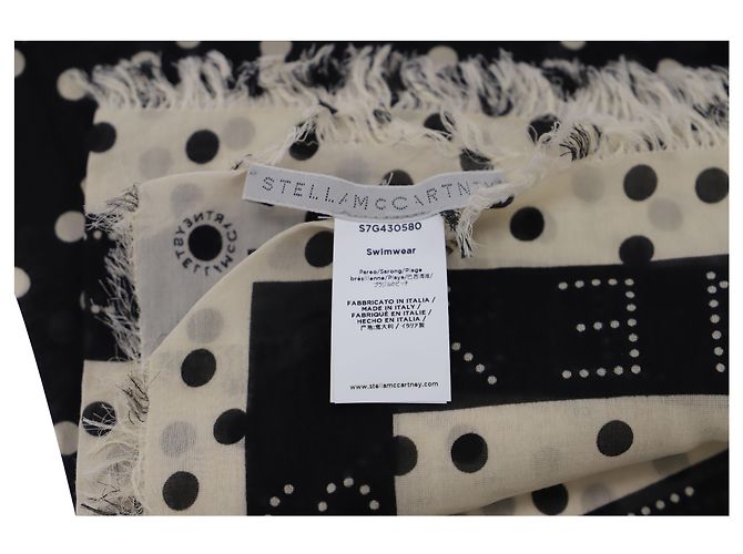 Stella Mc Cartney Sciarpa Stella Mccartney a Pois in Seta Nera - vista 3