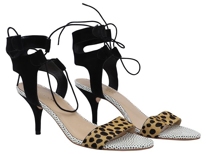 Loeffler Randall Sandali stringati Loeffler Randal Ambrose in ghepardo e pelle nera - vista 2