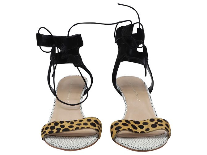 Loeffler Randall Sandali stringati Loeffler Randal Ambrose in ghepardo e pelle nera - vista 3