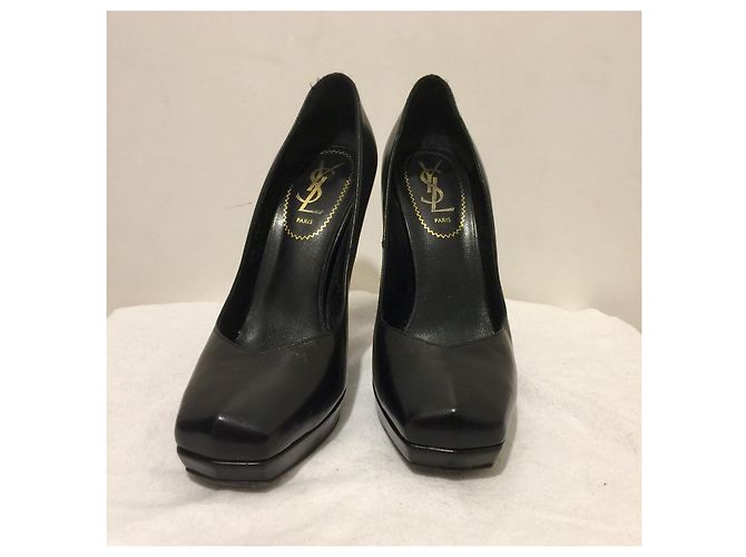 Yves Saint Laurent Tacón YSL Tripon con tacón triangular espejado Negro - vista 2