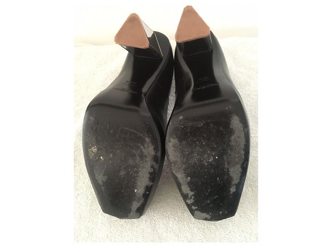 Yves Saint Laurent Tacón YSL Tripon con tacón triangular espejado Negro - vista 5