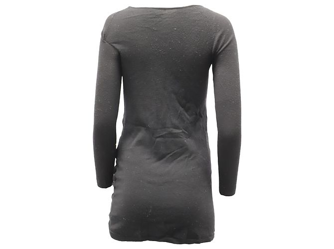 Theory – Langärmliges, drapiertes Jersey-Kleid aus schwarzer Wolle - Ansicht 2