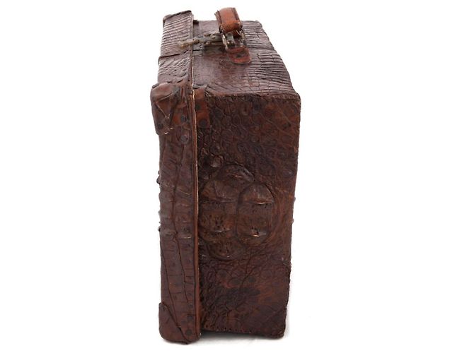 Autre Marque Malette ancienne en croco Marron - vue 4