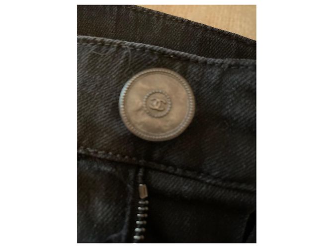 Chanel Jeanshose schwarz mit Samtfutter - Ansicht 3
