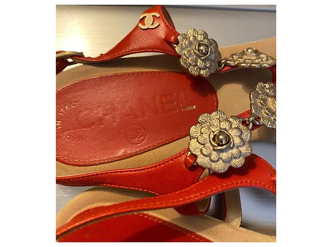 Sandali Chanel Camelia Infradito Corallo Pelle - vista 3