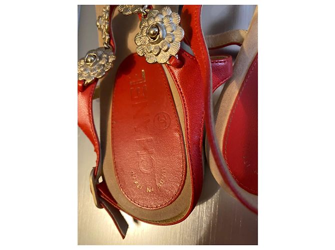 Sandali Chanel Camelia Infradito Corallo Pelle - vista 4