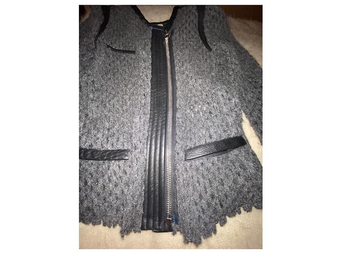 Iro Leather and Wool Jacket Dark Grey - view 2