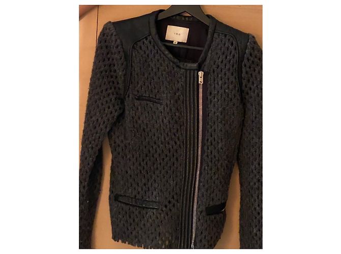 Iro Leather and Wool Jacket Dark Grey - view 6