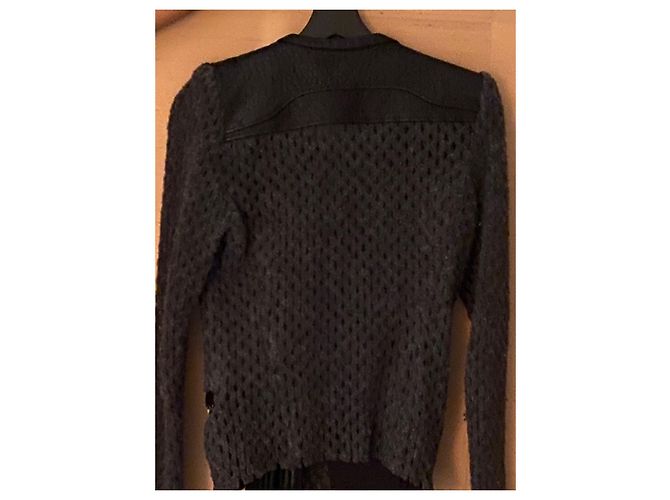 Iro Leather and Wool Jacket Dark Grey - view 7