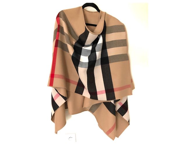 Burberry CAPE PONCHO CAMEL 100% REVERSIBLE MERINO WOOL NEW WITH TAG - view 10