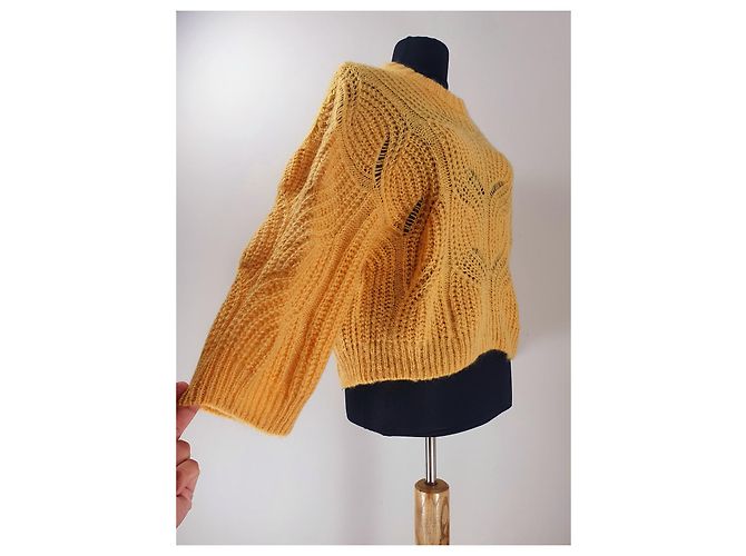 Pull jaune Designers Remix en laine et mohair - vue 2