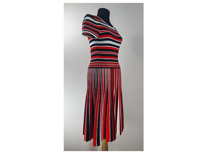 Karen Millen Gestreiftes Kleid Schwarz Rot Weiß Viscose Mehrfarben - Ansicht 2
