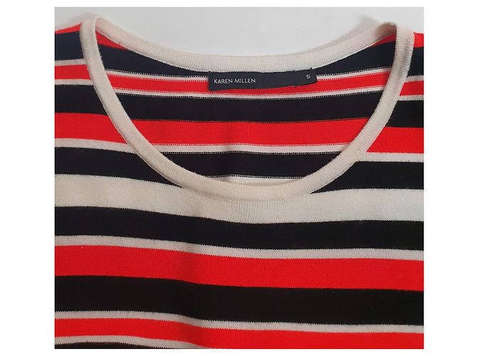 Karen Millen Gestreiftes Kleid Schwarz Rot Weiß Viscose Mehrfarben - Ansicht 5