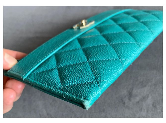 Chanel Timeless Classique card wallet Turquoise - view 15