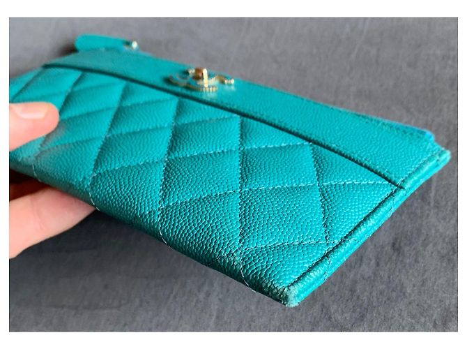 Chanel Timeless Classique card wallet Turquoise - view 16