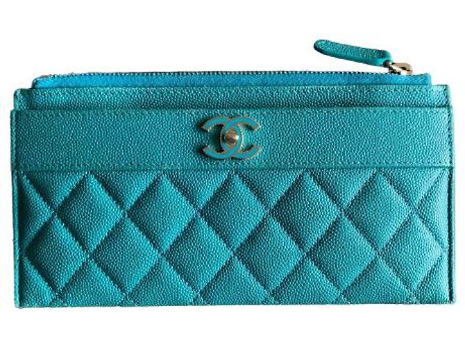 Chanel Timeless Classique card wallet Turquoise - view 2