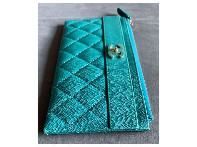 Chanel Timeless Classique card wallet Turquoise - view 8