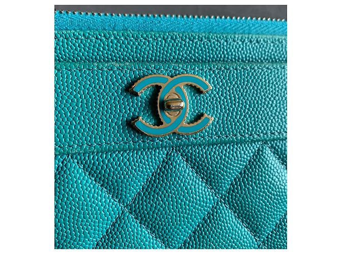 Chanel Timeless Classique card wallet Turquoise - view 10