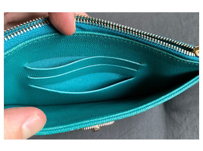 Chanel Timeless Classique card wallet Turquoise - view 11