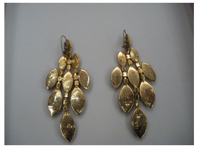 Autre Marque Brincos de metal com cristal lapidado e strass preto - vista 5
