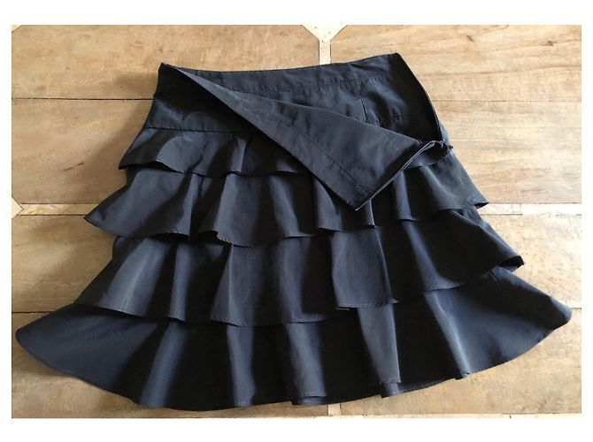 Schwarzer Rüschenrock Adolfo Dominguez Polyester und Baumwolle T. 36 - Ansicht 2