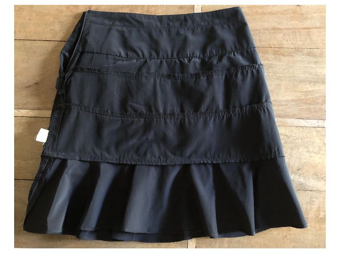 Schwarzer Rüschenrock Adolfo Dominguez Polyester und Baumwolle T. 36 - Ansicht 5