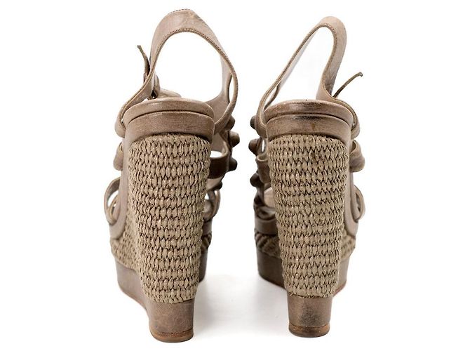 Zeppa Balenciaga in pelle grigia con borchie - vista 4