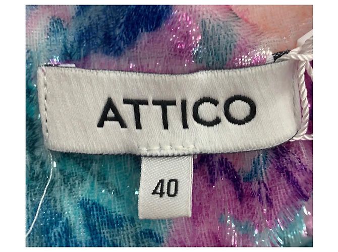 Attico Mini abito blu con maniche a palloncino in velluto floreale Multicolore - vista 7
