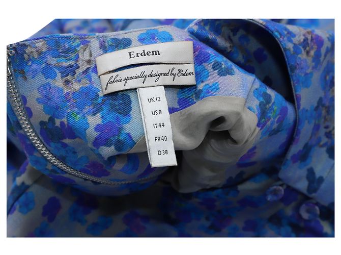 Vestido evasé con estampado floral de Erdem en algodón azul - vista 2