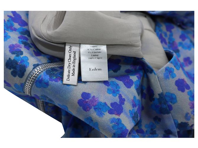 Vestido evasé con estampado floral de Erdem en algodón azul - vista 3