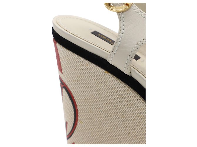 Zeppa Louis Vuitton in pelle beige Bianco - vista 11